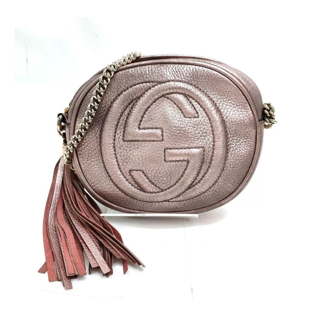 Auth Gucci Metallic Pink Disco Crossbody SoHo
Bag Purse Handbag